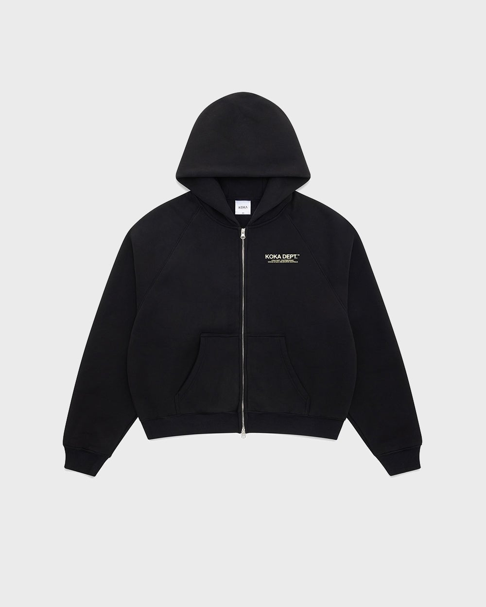 Core Zip Up Hoodie Black - Oversized Full Zip | KOKA Dept.