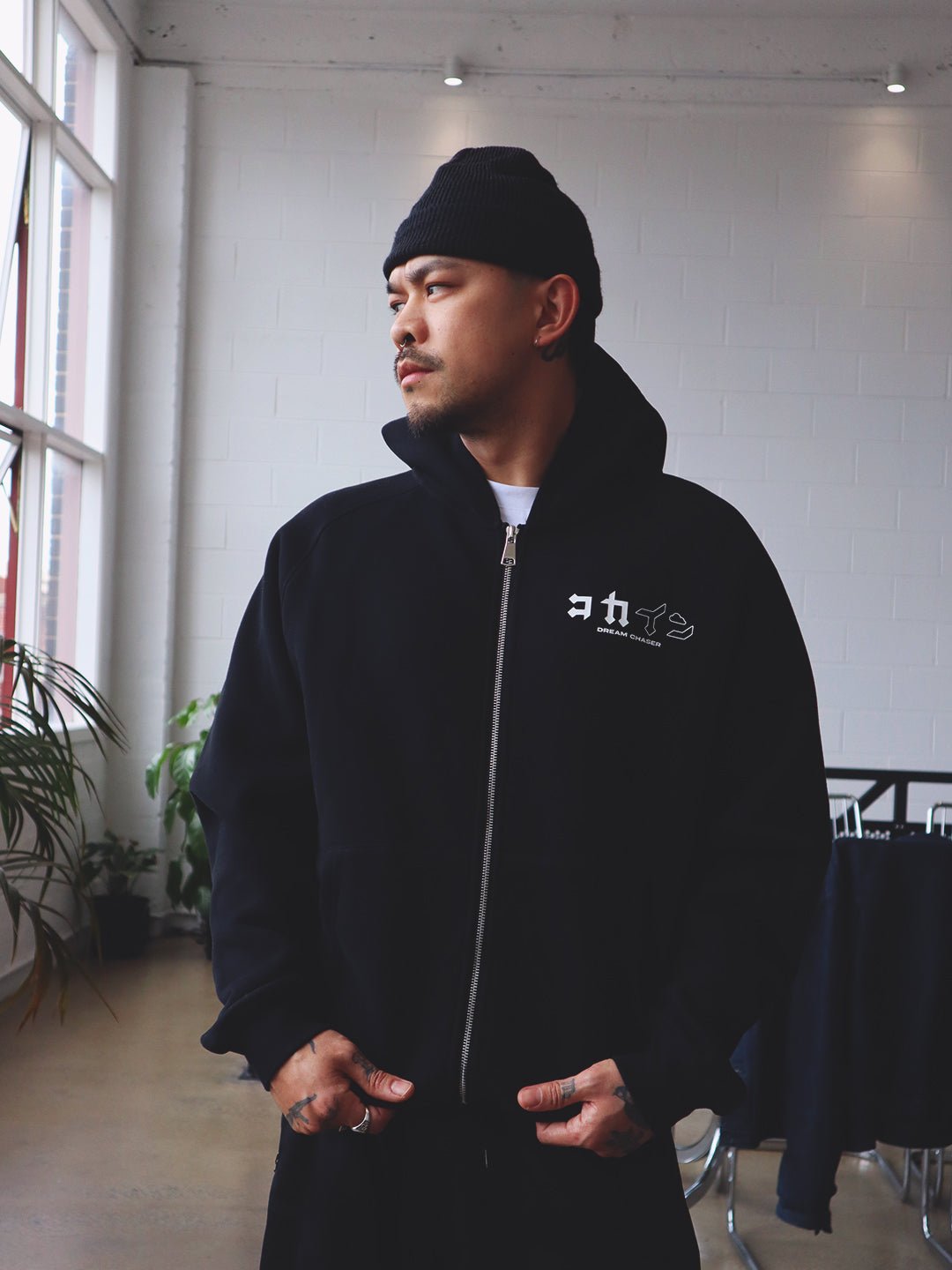 "Dream Chaser" Zip Up Hoodie // BLACK - KOKA Dept.