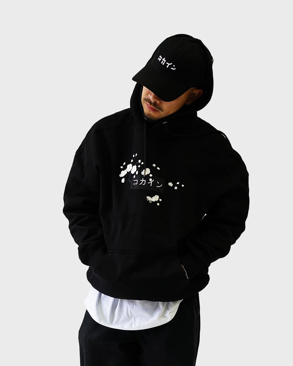 Black / White Blossom V1 //// Hoodie - KOKA Dept.