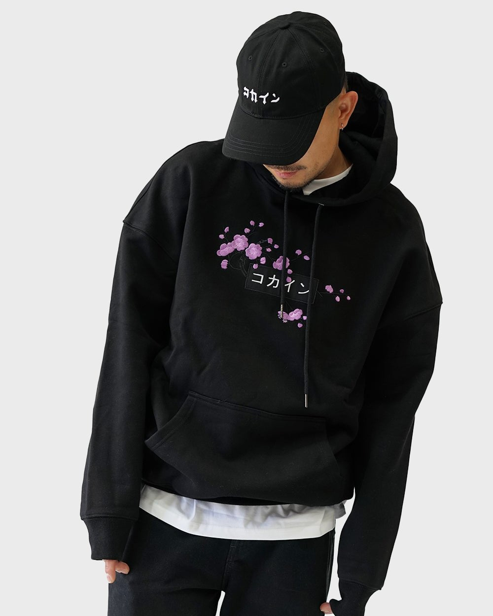 Black / Purple Blossom V1 //// Hoodie - KOKA Dept.