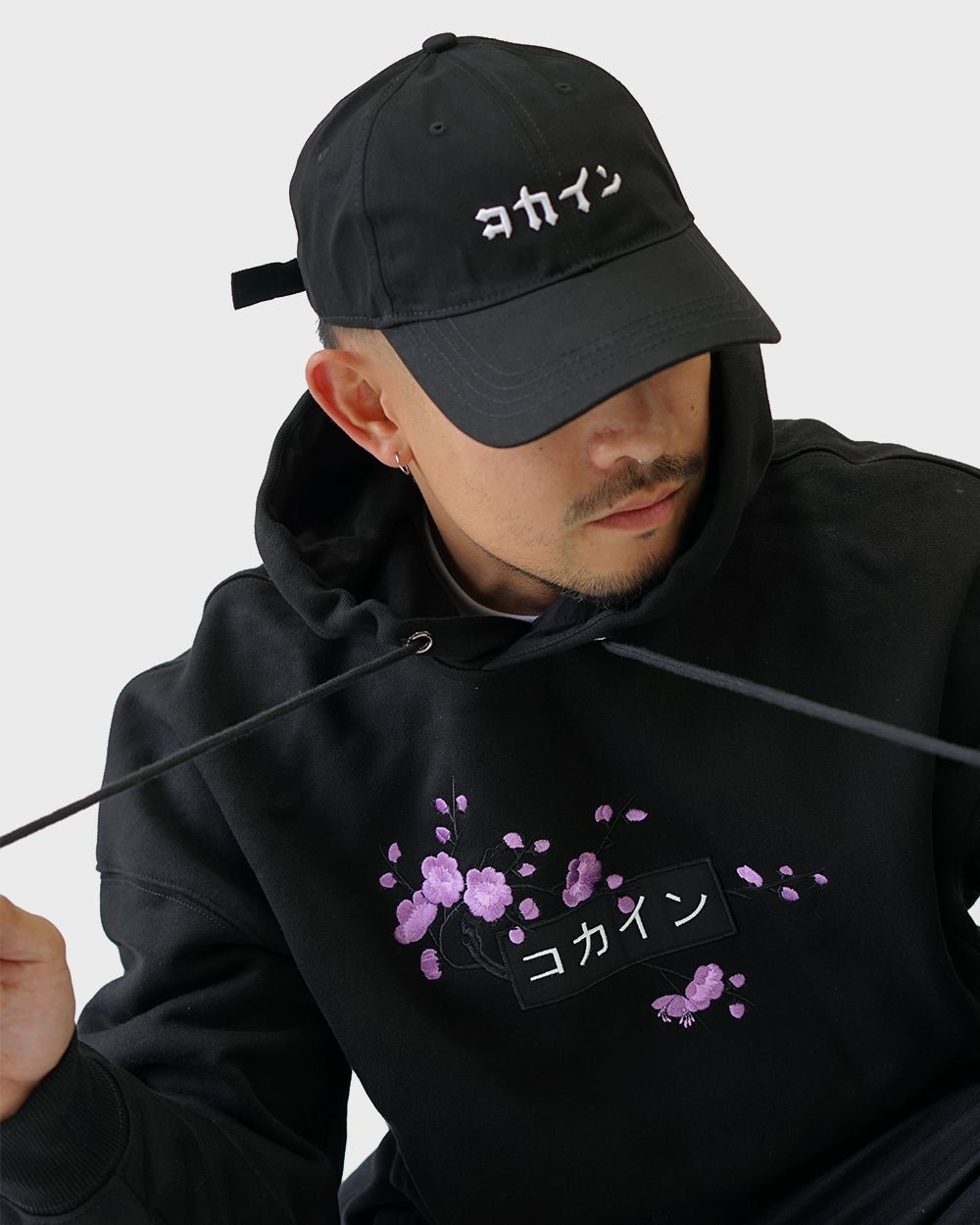 Black / Purple Blossom V1 //// Hoodie - KOKA Dept.