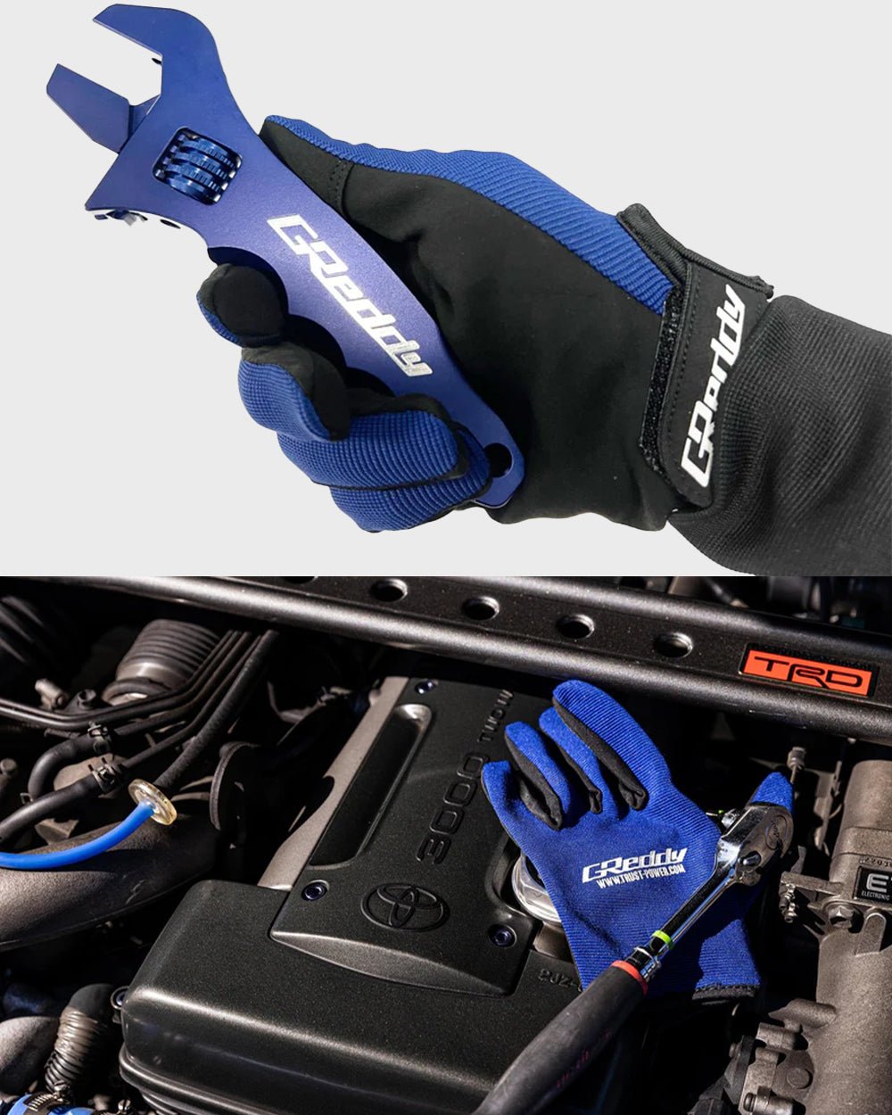 GReddy "Passion for Performance" Mechanic's Gloves - Blue/Black - KOKA Dept.