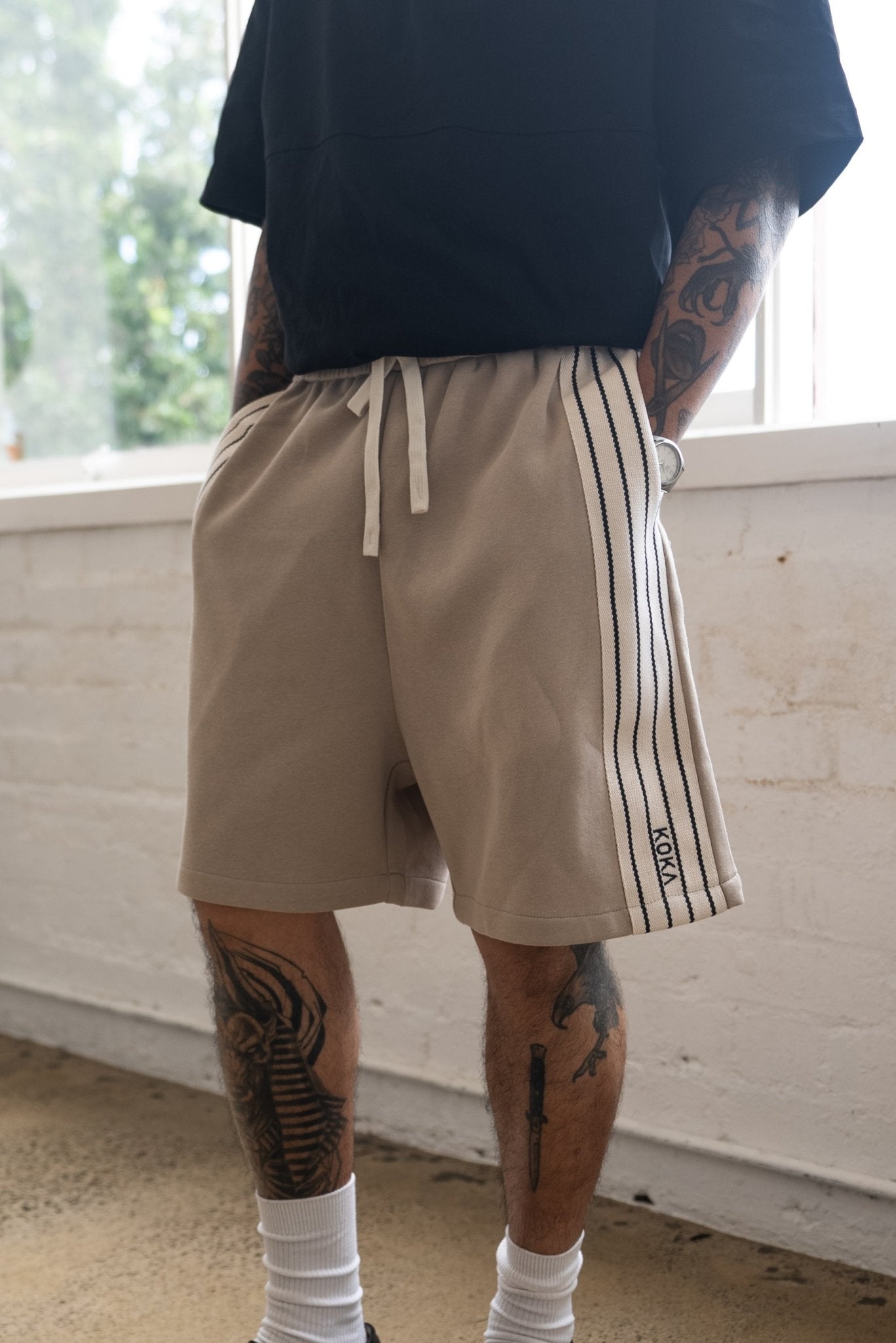 Premium Stripe Shorts // LATTE - KOKA Dept.