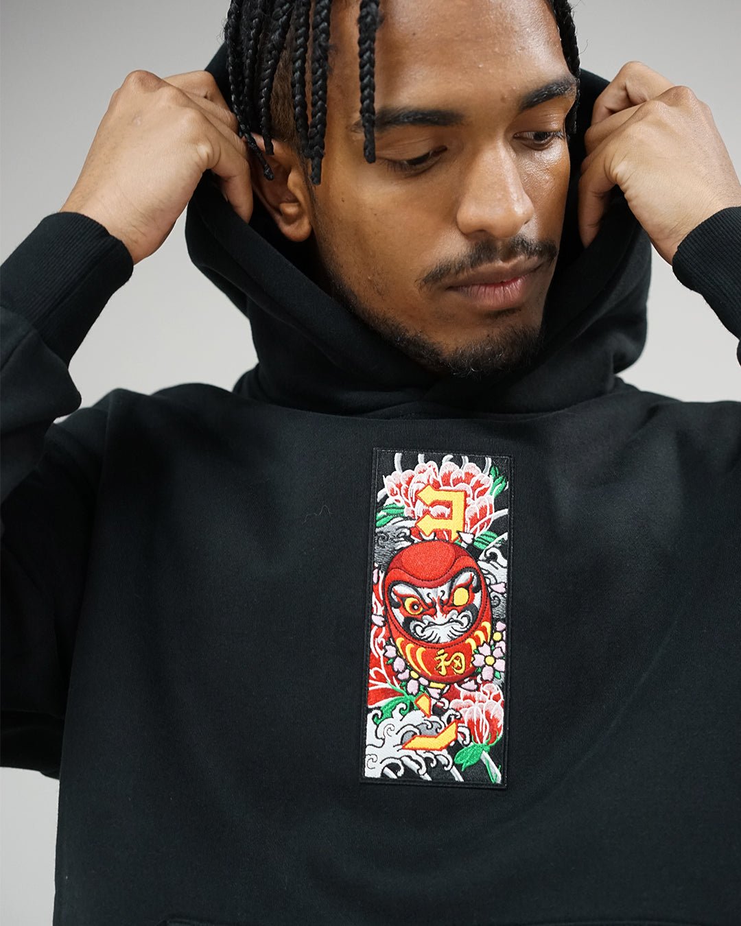 "Daruma Doll" Patch Hoodie // BLACK - KOKA Dept.