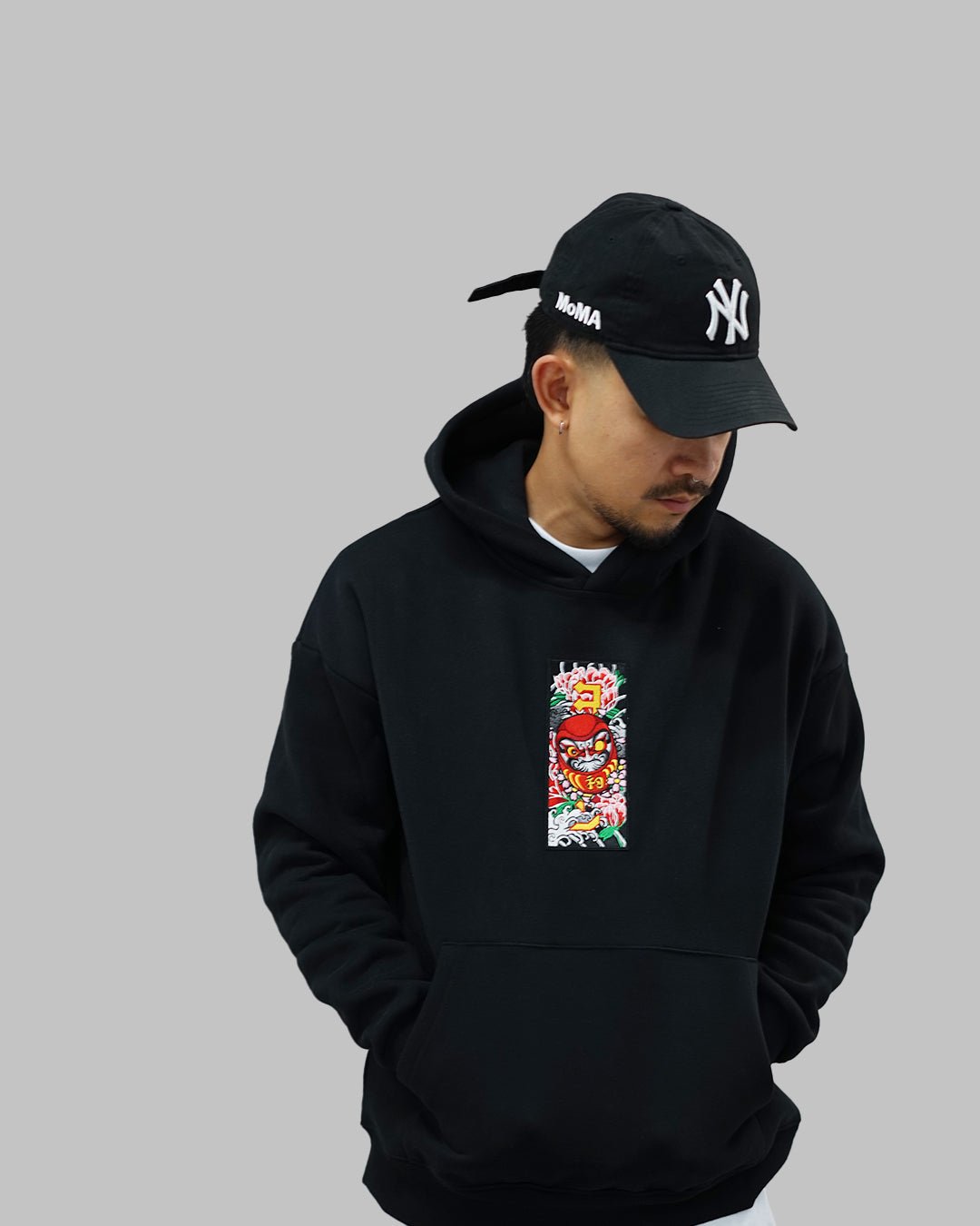 "Daruma Doll" Patch Hoodie // BLACK - KOKA Dept.