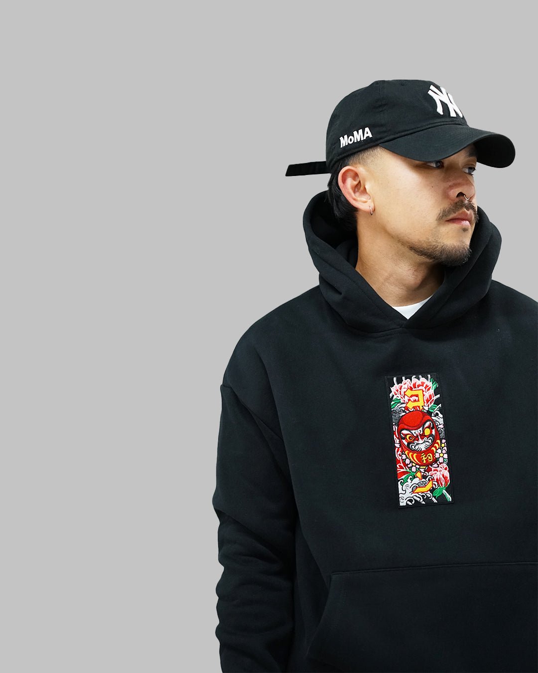 "Daruma Doll" Patch Hoodie // BLACK - KOKA Dept.