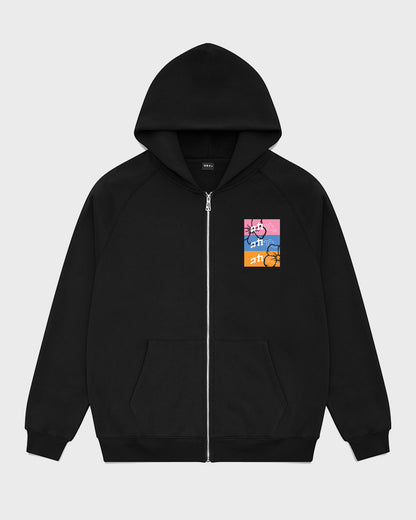 "FnF" Zip Up Hoodie // BLACK