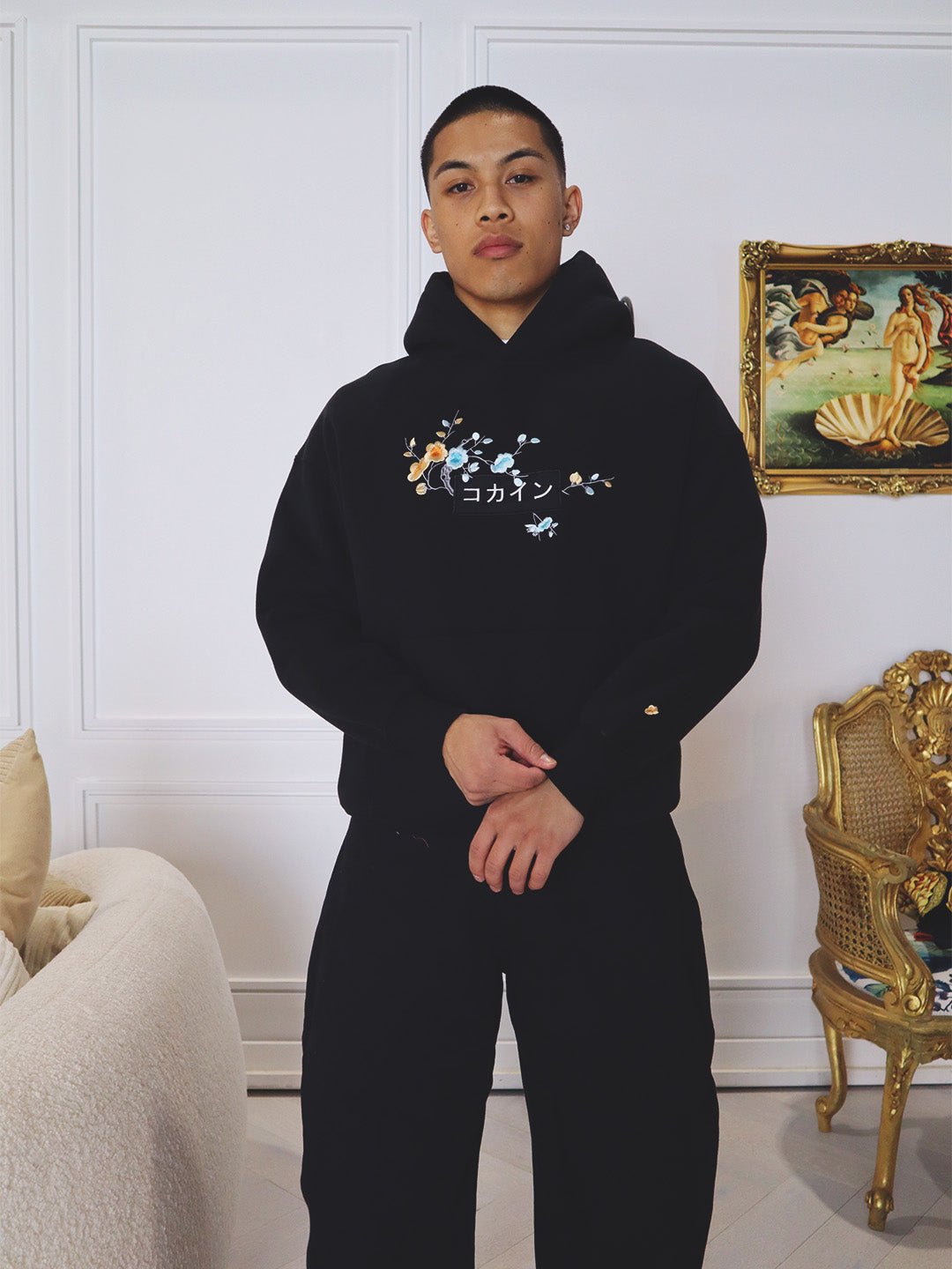 Black / Blue & Orange Blossom //// Hoodie - KOKA Dept.