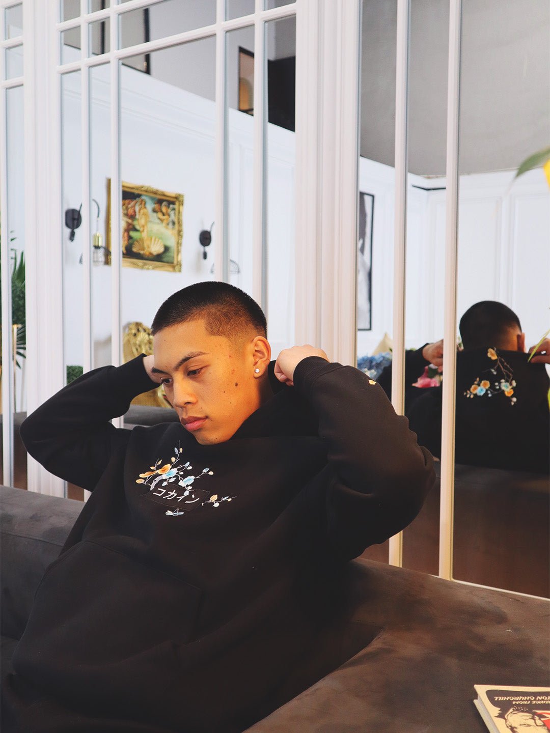 Black / Blue & Orange Blossom //// Hoodie - KOKA Dept.