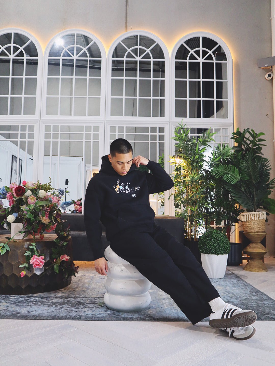 Black / Blue & Orange Blossom //// Hoodie - KOKA Dept.