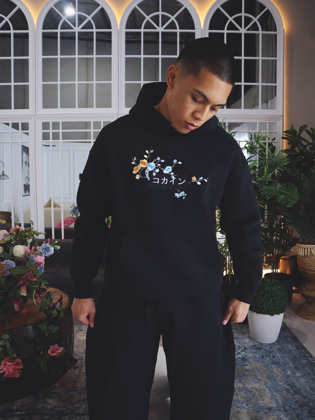 Black / Blue & Orange Blossom //// Hoodie - KOKA Dept.