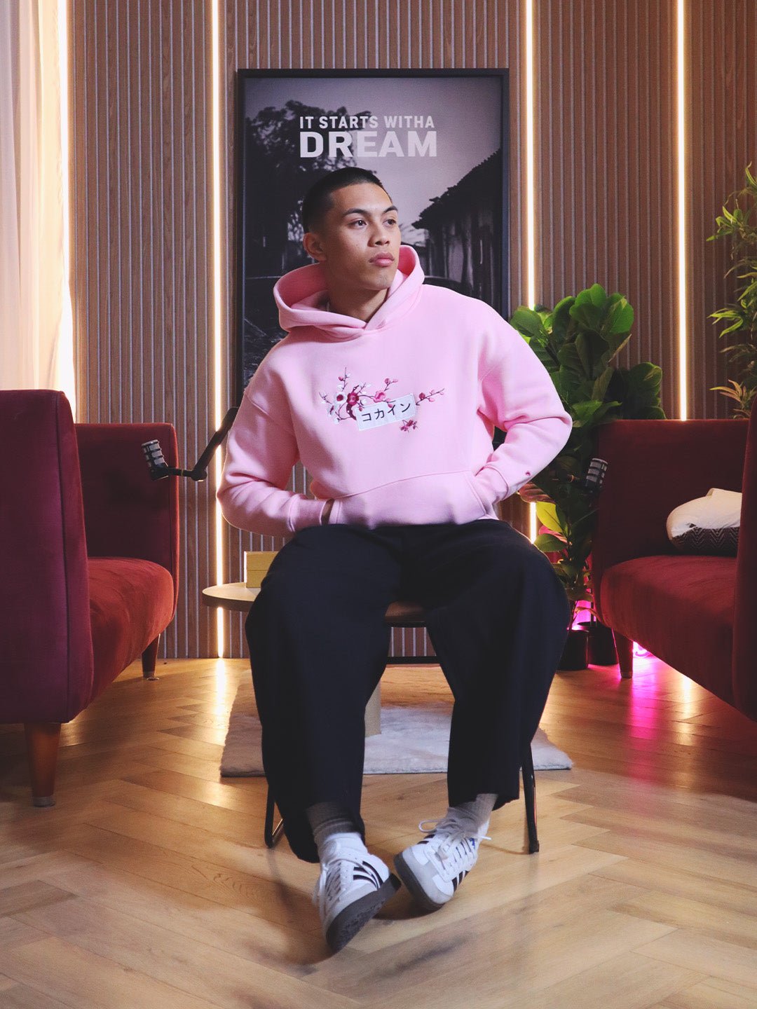 Pink / Red & White Blossom //// Hoodie - KOKA Dept.