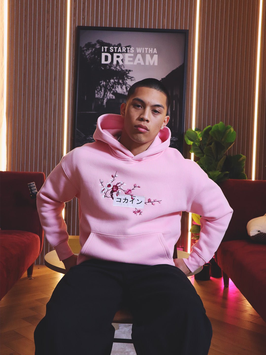 Pink / Red & White Blossom //// Hoodie - KOKA Dept.