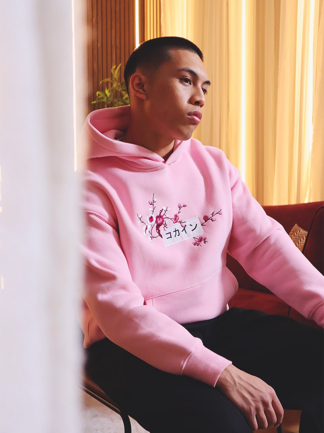 Pink / Red & White Blossom //// Hoodie - KOKA Dept.
