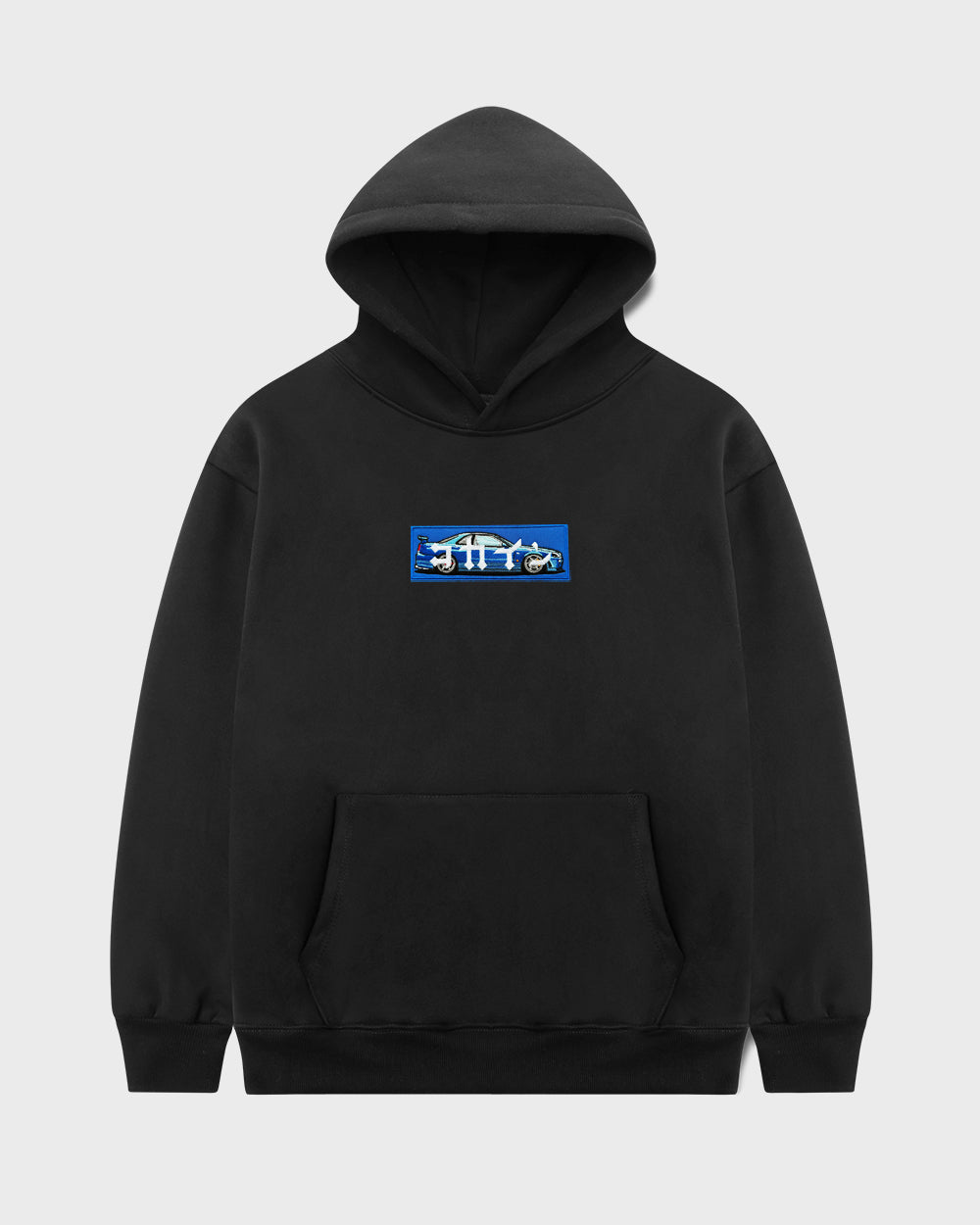 "R34" Blue Patch Hoodie // BLACK - KOKA Dept.