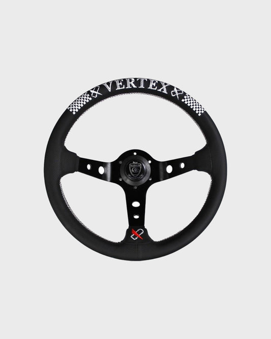 Vertex Checker Steering Wheel; Perforated Leather; 330mm x 90mm Deep