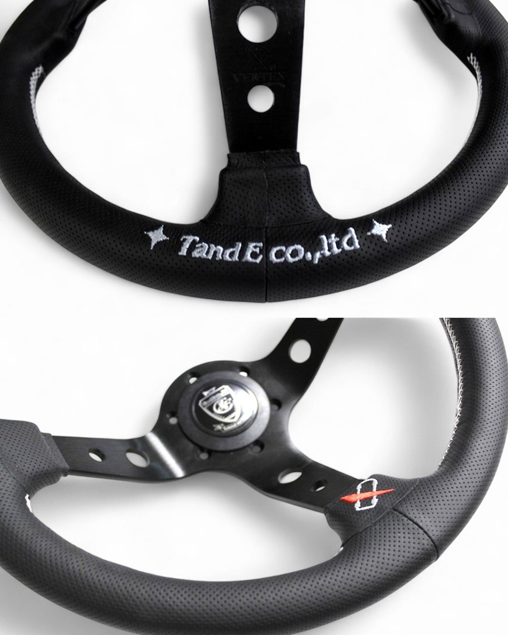 Vertex Checker Steering Wheel; Perforated Leather; 330mm x 90mm Deep - KOKA Dept.