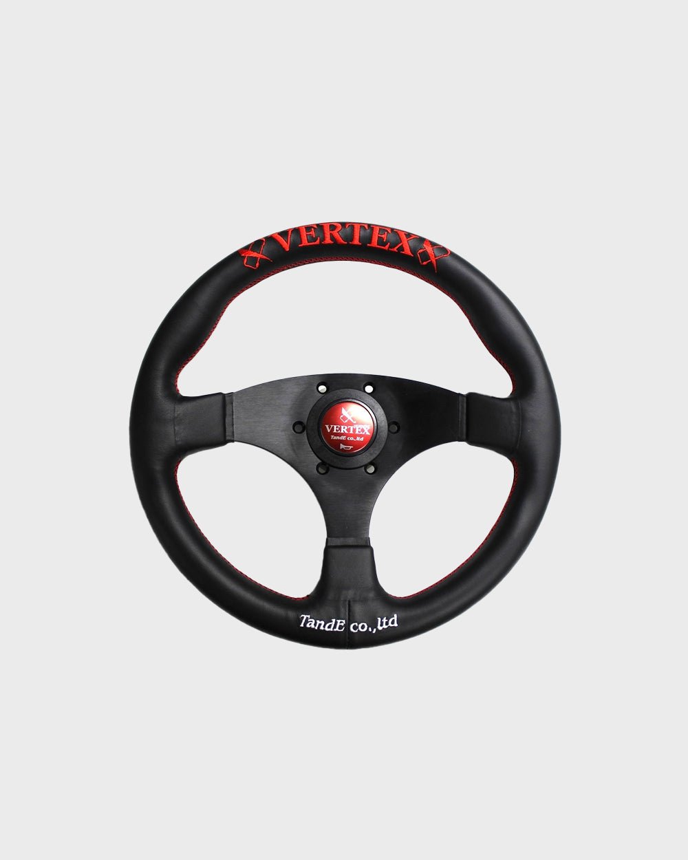 Vertex Flat Steering Wheel; Red; Leather; 325mm - KOKA Dept.