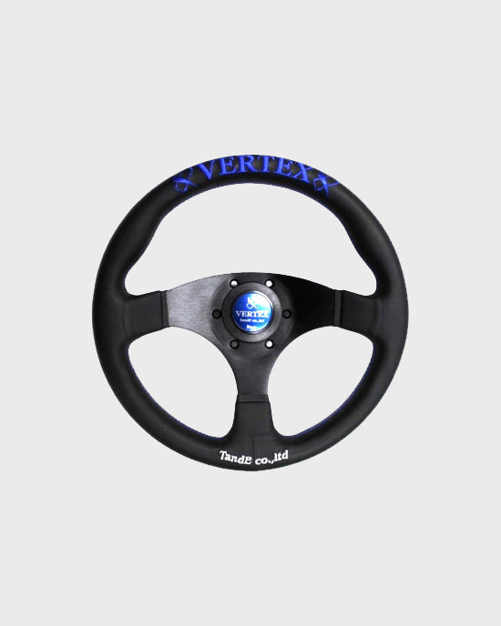 Vertex Flat Steering Wheel; Blue; Leather; 325mm-1