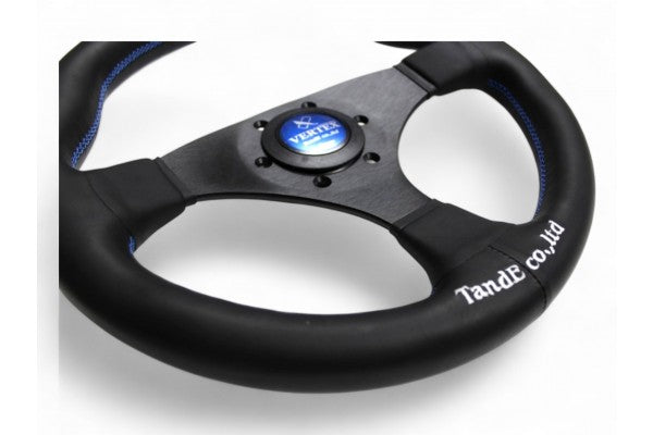 Vertex Flat Steering Wheel; Blue; Leather; 325mm-2