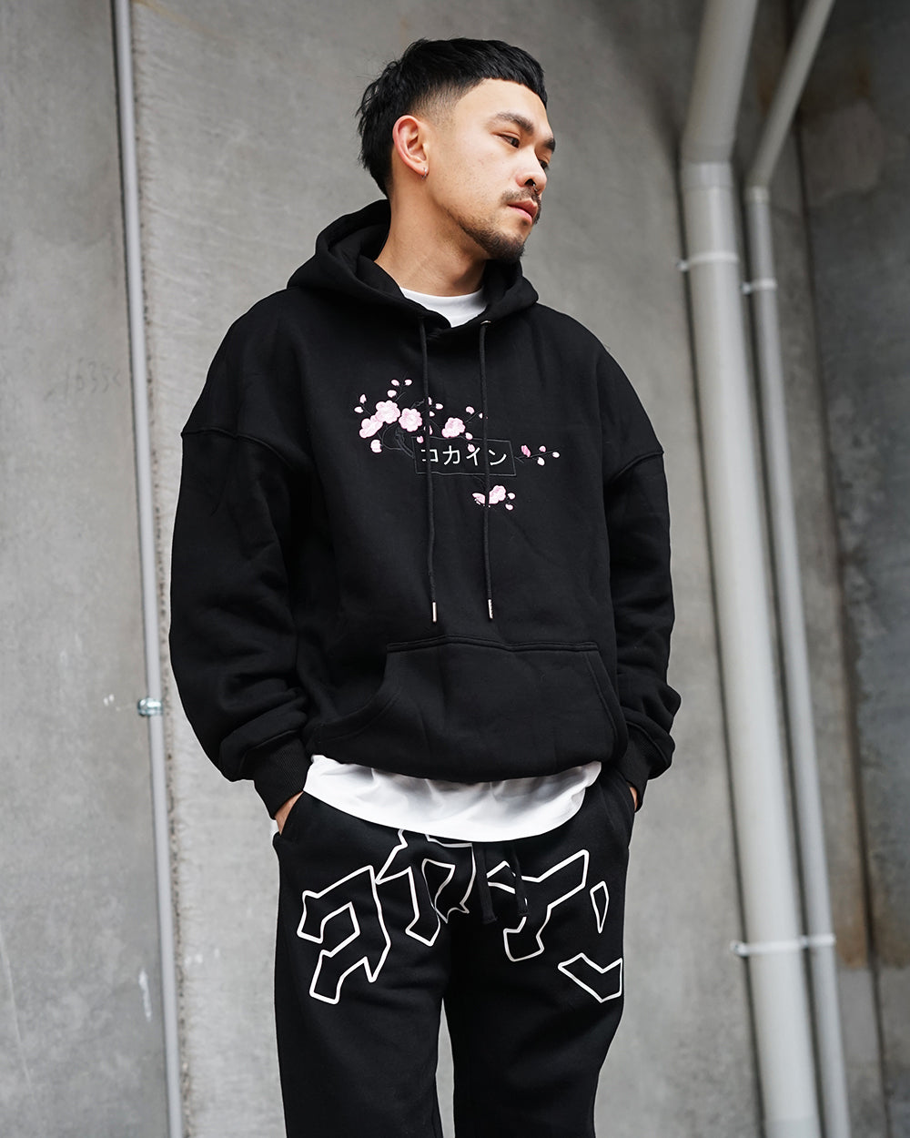Black / Pink Blossom V1 //// Hoodie