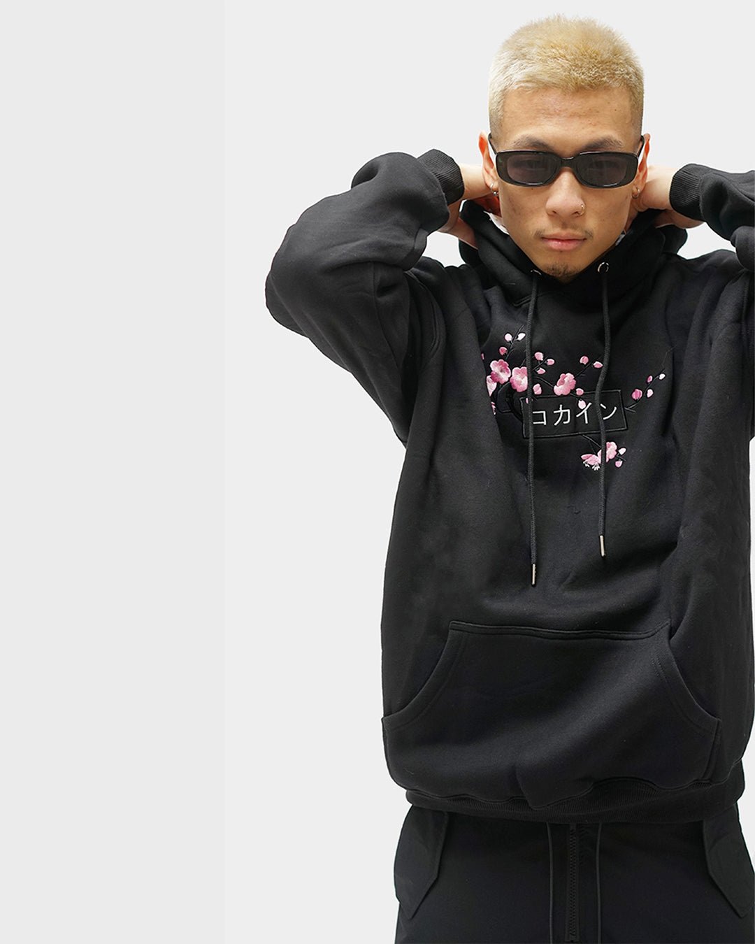 Black / Pink Blossom V1 //// Hoodie - KOKA Dept.