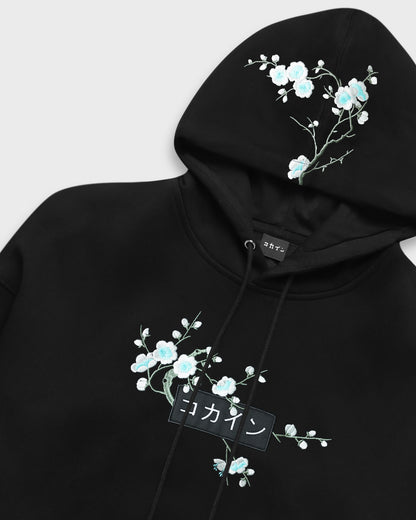 Black / Blue Blossom V2 //// Hoodie