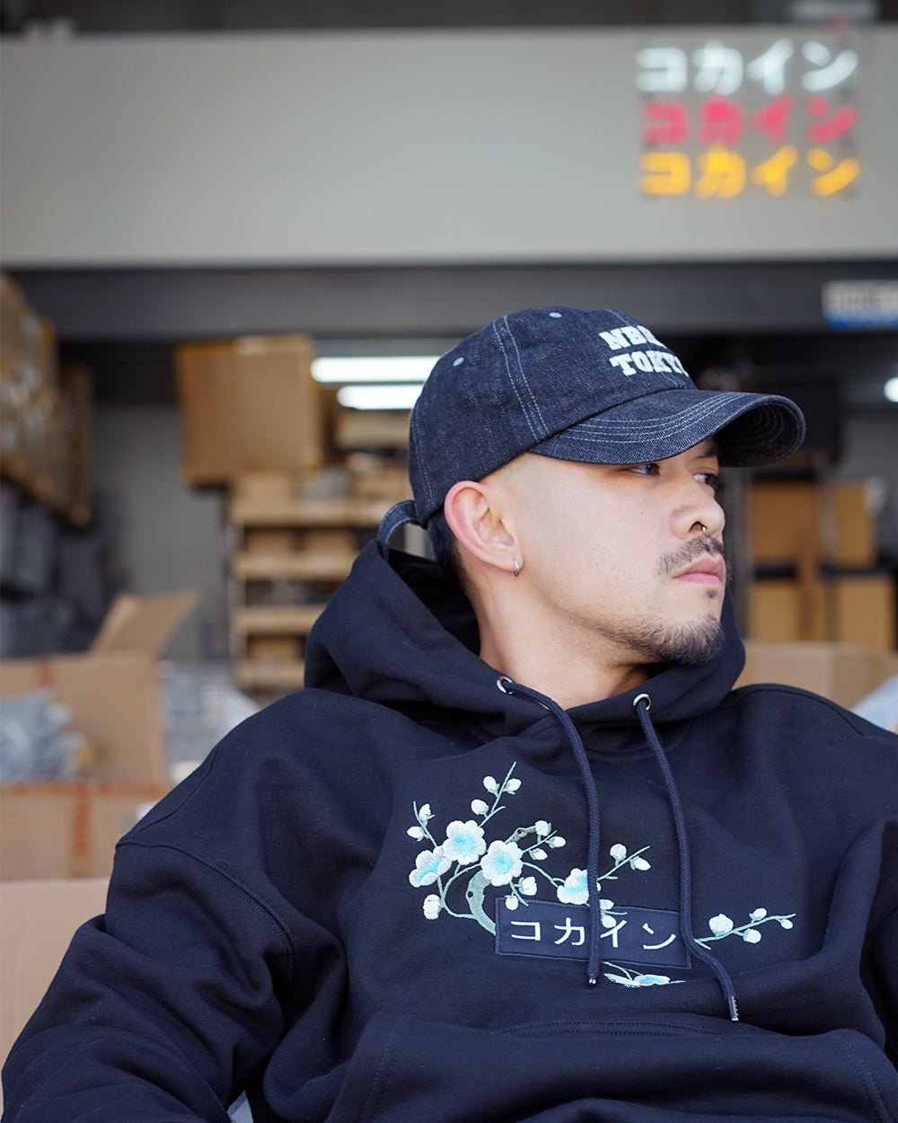 Black / Blue Blossom V2 //// Hoodie - KOKA Dept.